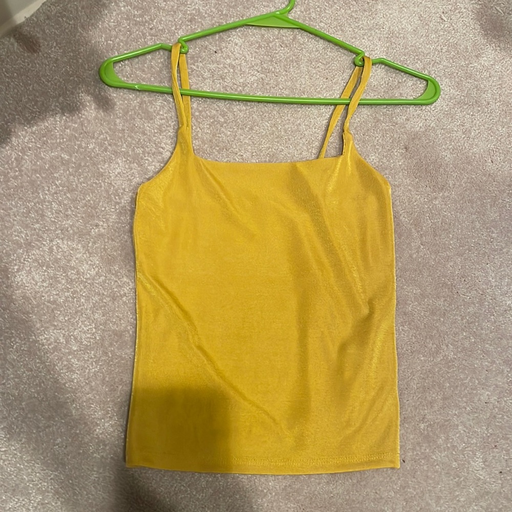 Yellow square neck tank top